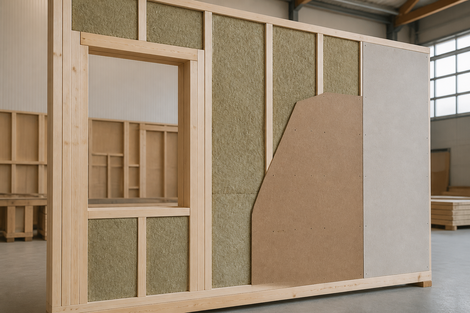 Illustrative Darstellung zum Ratgeberthema Holzrahmenbau beim Fertighaus verständlich eingeordnet